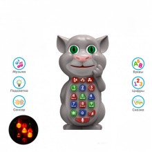 Музыкальный развивающий телефон Limo Toy "Котофон" с диктофоном Серый (7344)