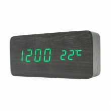Часы-будильник VST 862 S в стиле деревянного бруска чёрный с зелёной подсветкой (N862S)