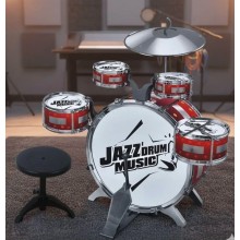 Дитяча музична Ударна Установка Jazz Drum Music 5 Барабанів + Тарілка зі Стільчиком Червоний Дитяча музична Ударна Установка Jazz Drum Music 5 Барабанів + Тарілка зі Стільчиком Червоний