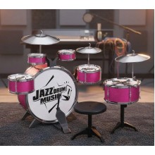 Дитяча барабанна установка Jazz Drum Music 16 предметів 6 барабанів 3 тарілки зі стільцем Рожевий Дитяча барабанна установка Jazz Drum Music 16 предметів 6 барабанів 3 тарілки зі стільцем Рожевий
