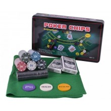 Набор для покера POKER CHIPS 300 фишек с Номиналом, Сукно, Коробка (А164) 