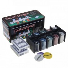 Набор для покера TEXAS HOLDEM POKER SET 200 фишек с Номиналом, Сукно, Коробка (3896В) 