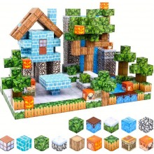 Магнитный конструктор Minecraft 100 блоков Домик с водопадом