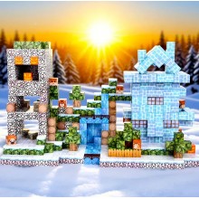 Магнітний конструктор Minecraft 100 блоків Новорічний будиночок з водоспадом