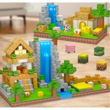 Магнітний конструктор Minecraft 138 блоків 3 магнітні кубики, що світяться Майнкрафт Ферма з водоспадом Магнітний конструктор Minecraft 138 блоків 3 магнітні кубики, що світяться Майнкрафт Ферма з водоспадом