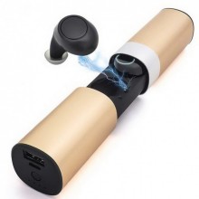 Наушники беспроводные 3BS HEADSET TWS S2 Bluetooth 4.2 с Водонепроницаемым кейсом и Power Bank 1200mah Золотой Наушники беспроводные 3BS HEADSET TWS S2 Bluetooth 4.2 с Водонепроницаемым кейсом и Power Bank 1200mah Золотой