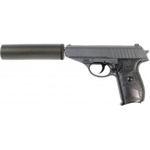 Страйкбольный Пистолет с глушитилем Galaxy G3A Walther PPS металл, пластик стреляет пульками 6 мм Черный Страйкбольный Пистолет с глушитилем Galaxy G3A Walther PPS металл, пластик стреляет пульками 6 мм Черный