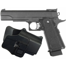 Страйкбольний пістолет з Кобурою Colt M1911 Hi-Capa Galaxy G6+ метал чорний   