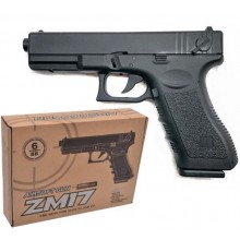 Страйкбольний Пістолет Глок CYMA ZM17 Glock 18C Затворна затримка, повна розборка, кульки 6 мм Чорний