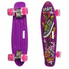 Пенні Борд Скейт маленький Лонгборд з ручкою Best Board MS0749-6 Original для фрірайду, дошка 55 см, колеса поліуретанові d=6 см світяться, Violet (74589) Пенні Борд Скейт маленький Лонгборд з ручкою Best Board MS0749-6 Original для фрірайду, дошка 55 см, колеса поліуретанові d=6 см світяться, Violet (74589)