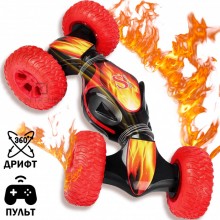 Трюковая машинка-вездеход 42 см на радиоуправлении пультом ДУ WeiShengDa Stunt Car CV 8818-81 А Перевёртыш трансформер, свет, музыка,  Красный